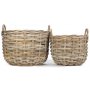 Set of 2 Curved Base Rattan Planter With Plastic Lining 