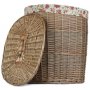 Large Antique Wash Oval Laundry Basket With Garden Rose Lining