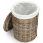 Large Round Rattan Laundry Hamper Basket With White Lining