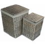Set of 2 Square Laundry Basket With Grey Sage Lining 