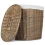 Small Antique Wash Oval Laundry Basket With White Lining