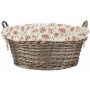 Antique Finish Wash Basket With Garden Rose Lining