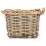 Small Square Tapered Rope Handled Rattan Planter With Plastic Lining