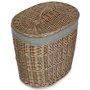Small Antique Wash Oval Laundry Basket With Grey Sage Lining